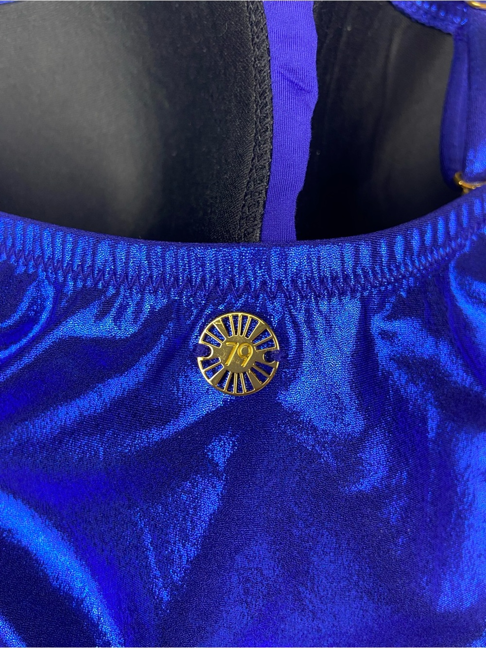 Sunshine 79 High Shine Blue Sparkle Bandeau One Piece Swimsuit Size 6 - Picture 15 of 16